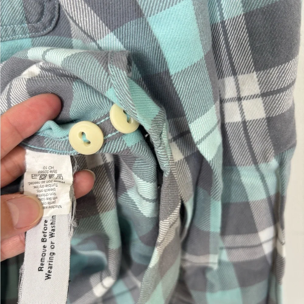 BN5 J. Crew Men’s Rustic Twill Flannel Plaid Button Down Shirt‎ Blue Gray Medium